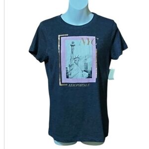 NWT Aeropostale Jr's Charcoal Heather Tee with Statue Of Liberty & NYC Boroughs